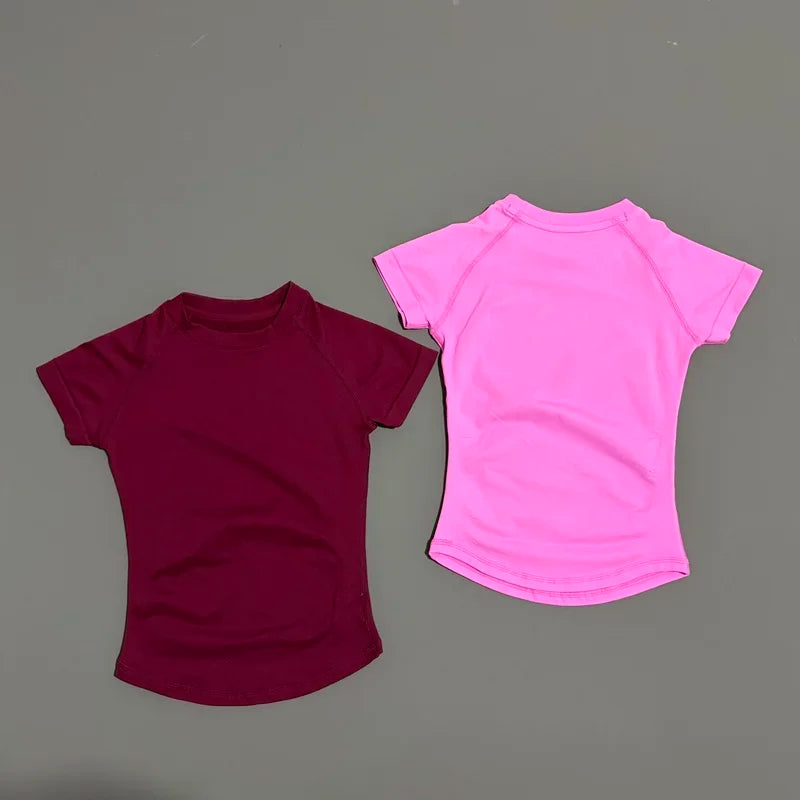 HISTELLO Sports Short Sleeve Top Women Gym Yoga Top Workout Clothes Sports T Shirt Fitness Activewear Running Tight Tops